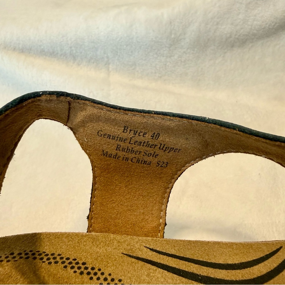 Biza Bryce NWOT Black & Brown Comfort Leather Wedge Walking Sandals Size 40 - Picture 4 of 10